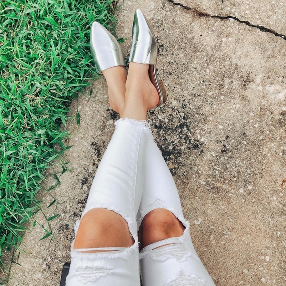 NWT A New Day Silver Metallic Slip On Mules sz 8-9 - Picture 5 of 7